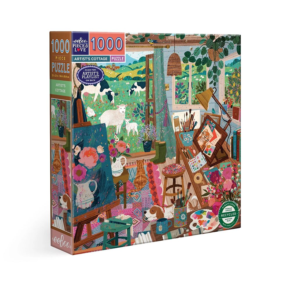 Eeboo, Puzzle, Gifts, 1000 piece, Jigsaw, Artist's Cottage, 930776